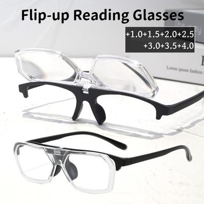 New Trendy 180° Flip Up Presbyopia Glasses Vintage Style Dual-use Reading Eyewear for Women Men Near Far Sight +1 5