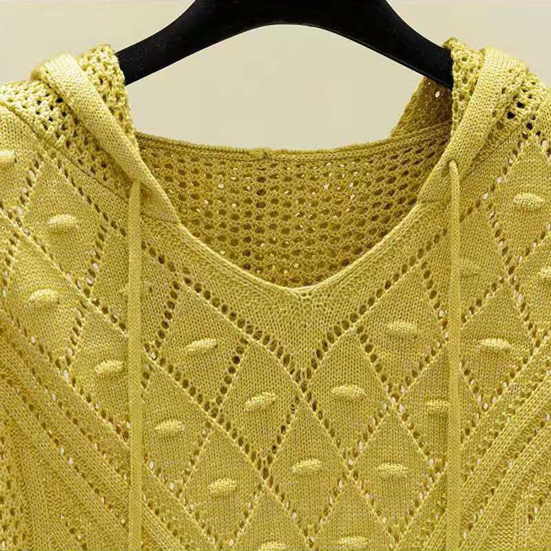 Pull à manches creuses en tricot fin et ample pour femme