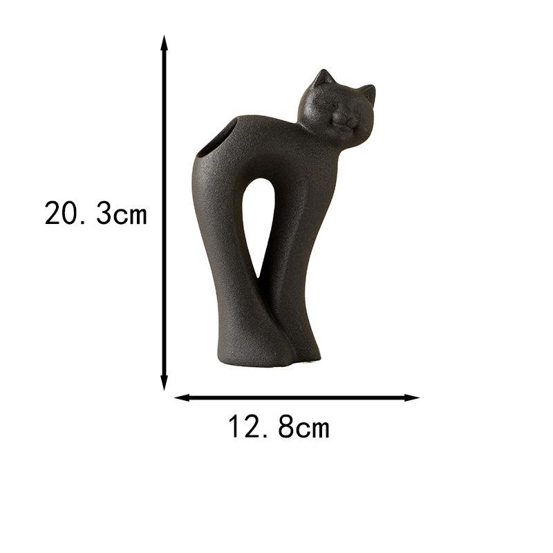 Křivá kočka Keramická váza Květináče Stolní dekorace Aranžování květin Roztomilé kotě Květinové vázy Estetická dekorace místnosti