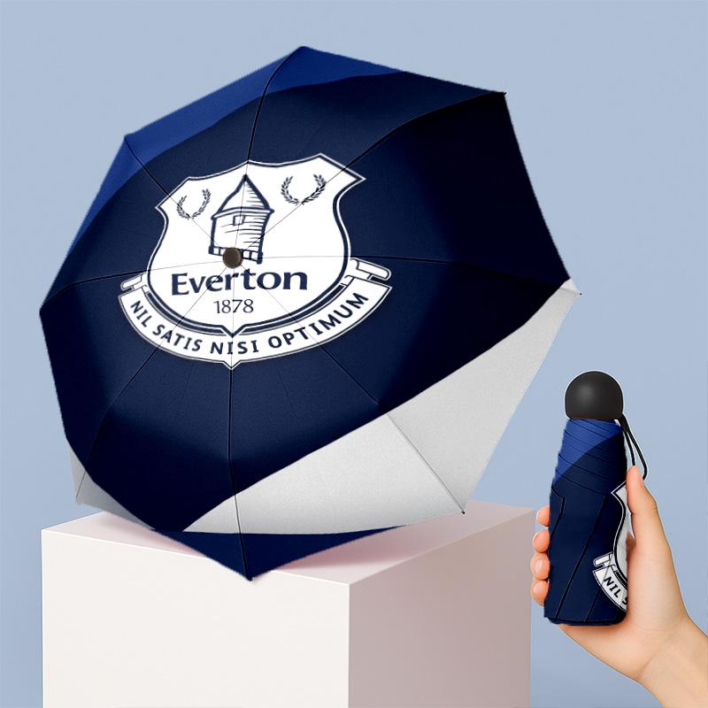 Everton Football Pattern Printed Mini 5 Folds 8 Ribs Compact Umbrella Windproof Waterproof Lightweight Portable Folding