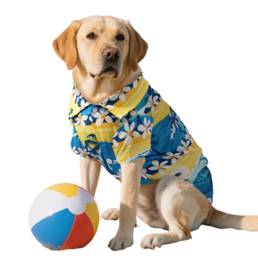 Pet Dress Soft Pet Summer T-Shirt Comfortable Cool Dog Hawaiian Style Clothes Fashion Breathable Dog Short Sleeve Beach Travel