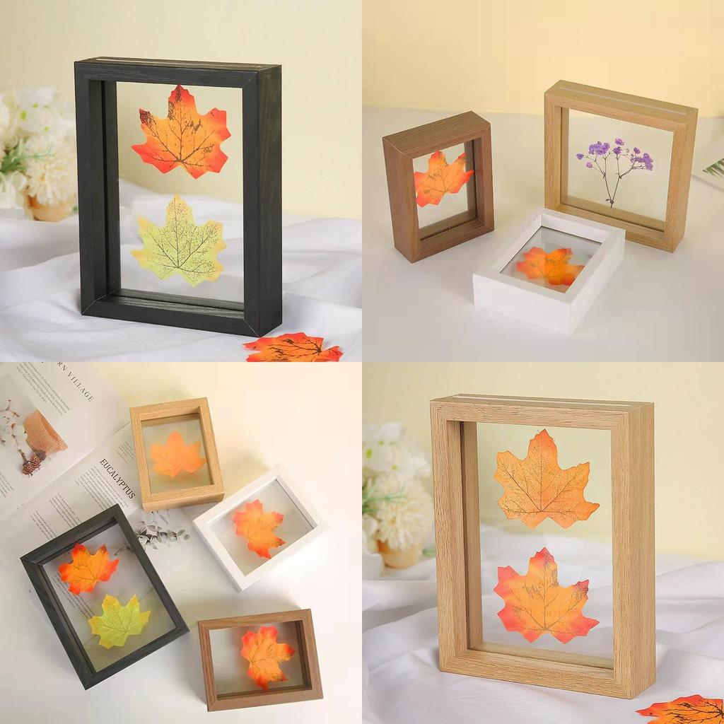 Wooden Doublesided Glass Photo Frame For A4 Herb Leaf Specimen Diy Art Display For Home Decor