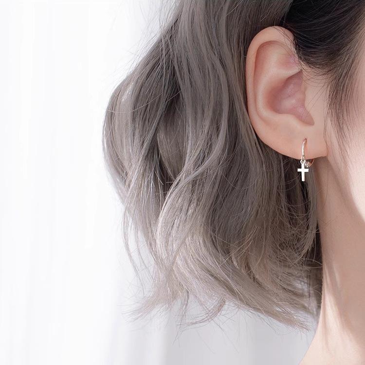 Минималистичная Серьга-Зажим Крест Женская Стильная Универсальная Дизайн Сердце Нишевая Винтажная Элегантная Повседневная Серьга