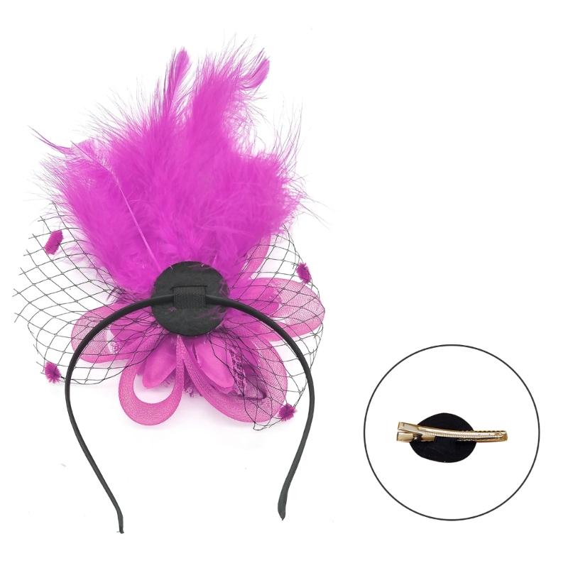 1920s Flower Hair Clip for Women Flapper Headpiece Headwear for Party Party Elegant Feather Large Flower