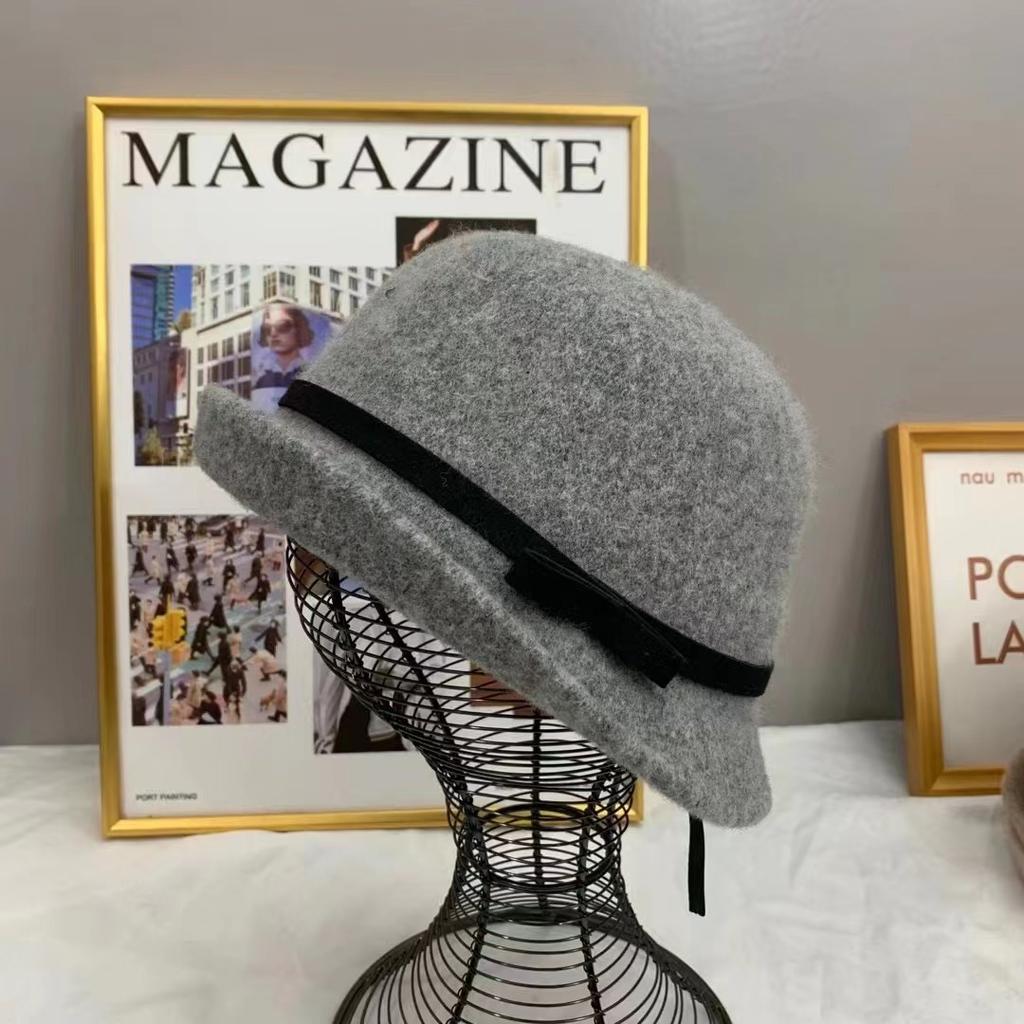 Crossed Edge Fisherman's Hat Children Autumn and Winter Wool British Retro Top Hat Versatile Basin Hat Tide