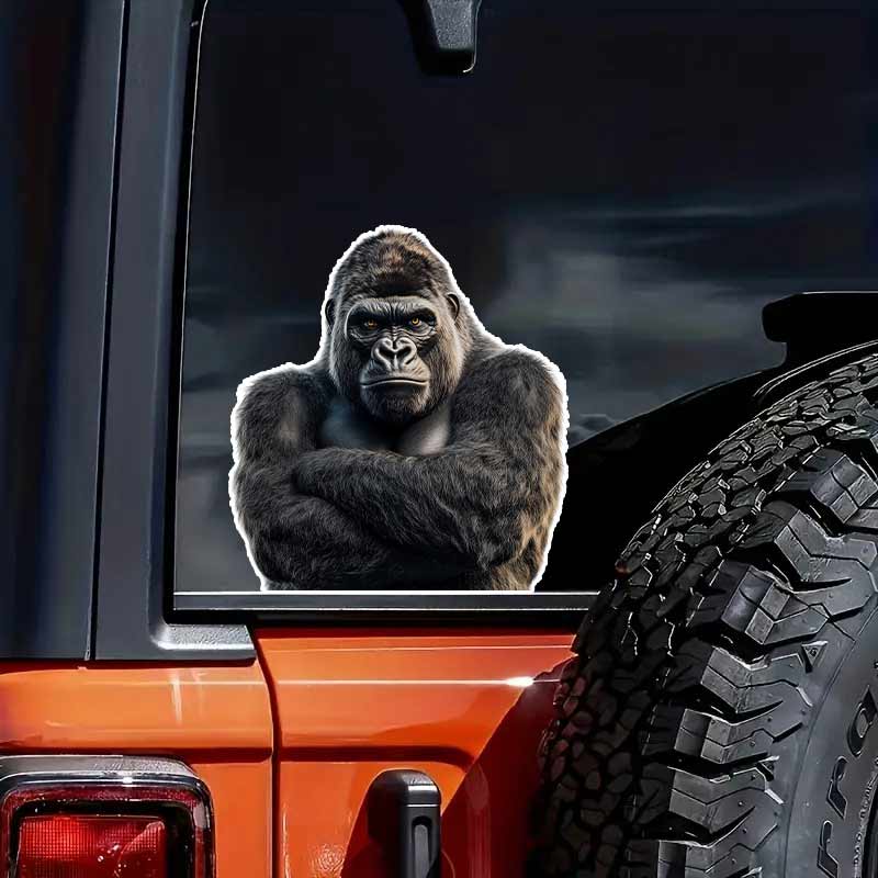 Adesivo Divertente Gorilla con le Mani Incrociate per Auto Vinile Impermeabile Decalcomania su Paraurti Finestrino Posteriore Laptop Decalcomania Autoadesiva Per Accessori Auto TM241
