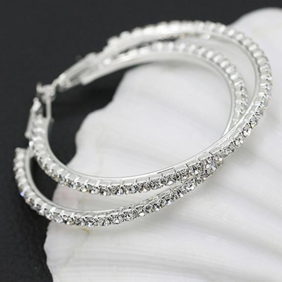 1 Pair Cirle Earrings Rhinestone Decor Jewelry Alloy Women Big Hoop Earrings for Birthday Pary