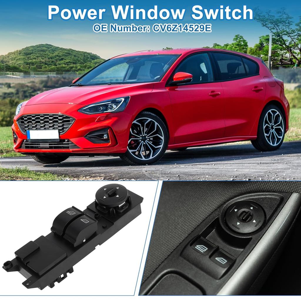 Power Window Switch No.CV6Z14529E Front Side Window Control Switch for Ford Focus 2012-2017 Black