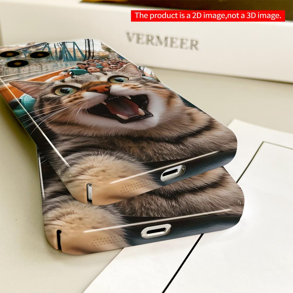 Cat on Roller Coaster Phone Case All inclusive film hard phone case, compatible with iPhone 18 Pro Max 17 16 15 14 13 12 11