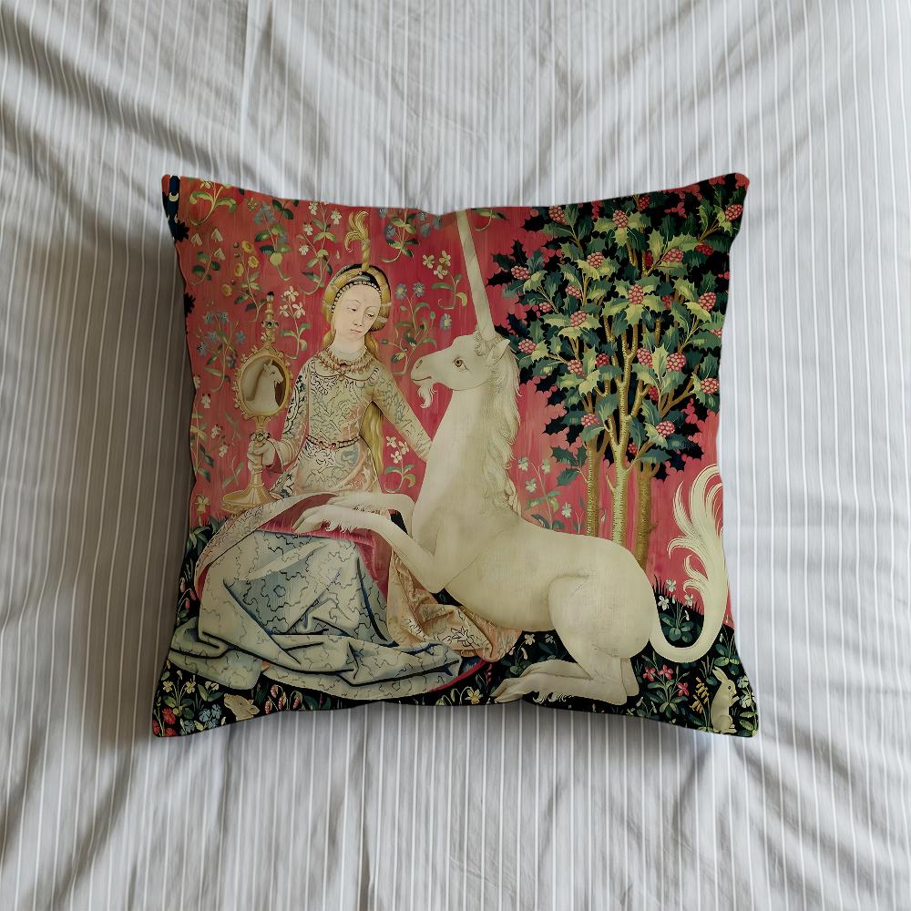 Cushion Medieval Cover Soft Maiden Unicorn Case And For Sofa Living Room Home Comfortable Office Decor Protective Pillow Covers