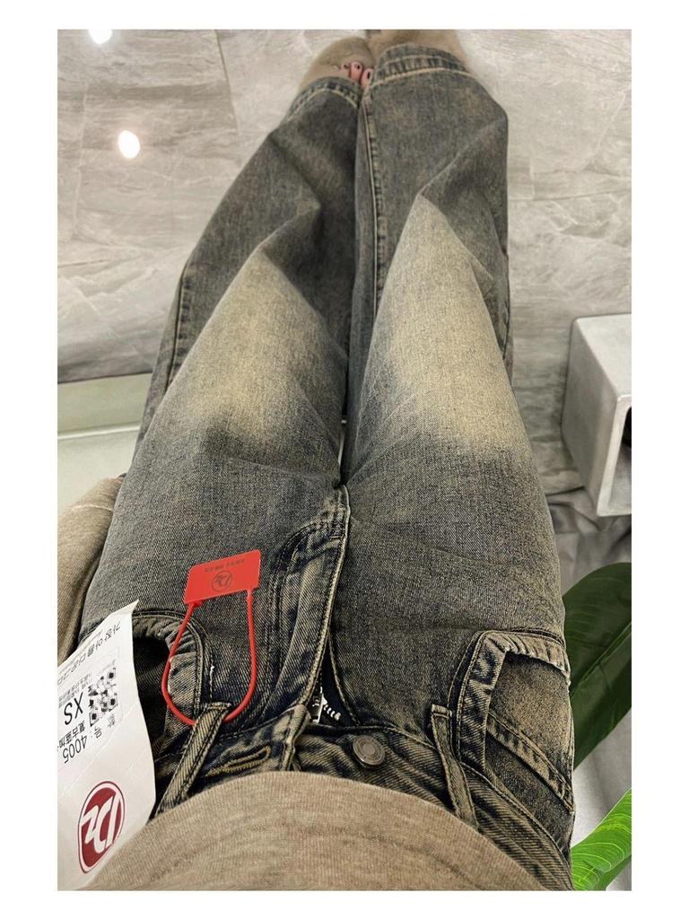 Plus Size High Waist Distressed Denim Jeans for Women – Loose Wide-Leg, Straight Fit