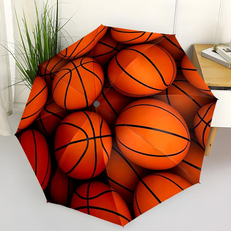 Sports Basketball King Folding Umbrella Auto-Open Design 8 Iron Ribs Plastic Handle Foldable Sunshade Perfect Christmas Gifts
