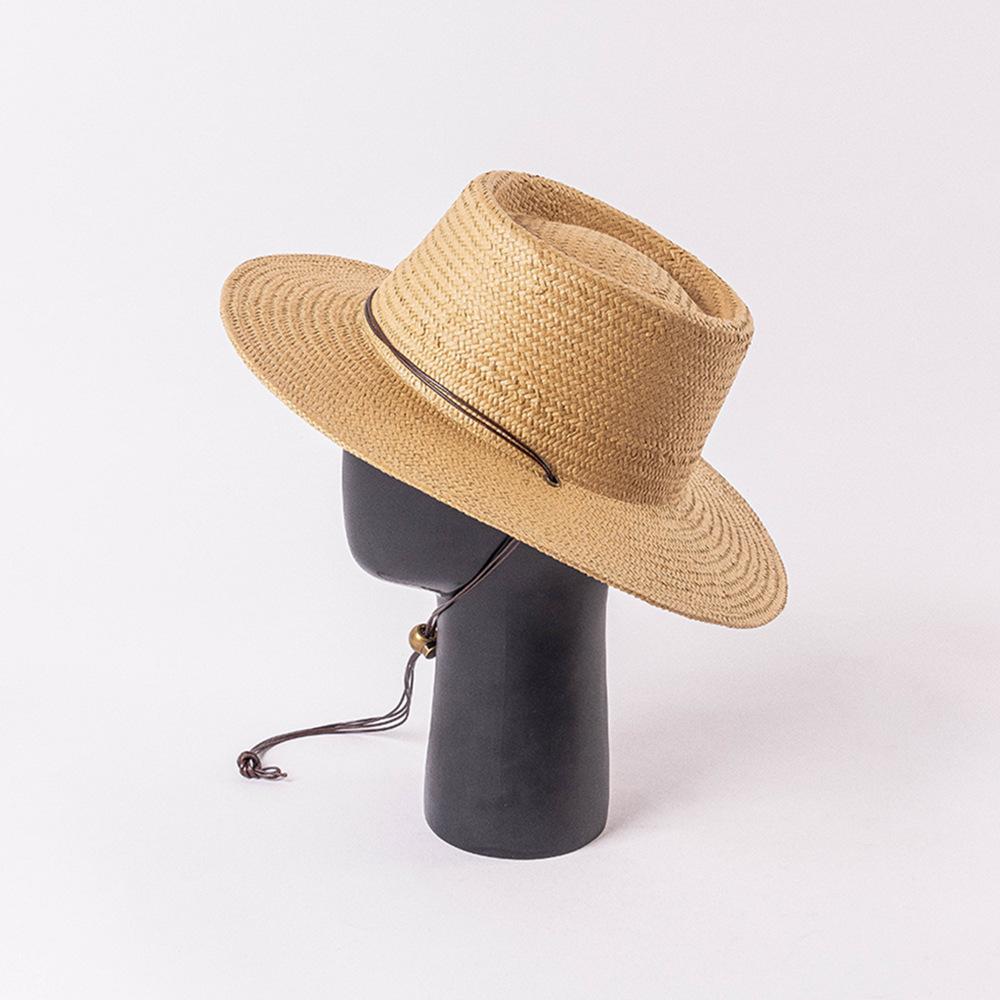 Pring Summer New Trend Round High Top with Straps Wide Brim Sun Straw Hat  Beach Hat