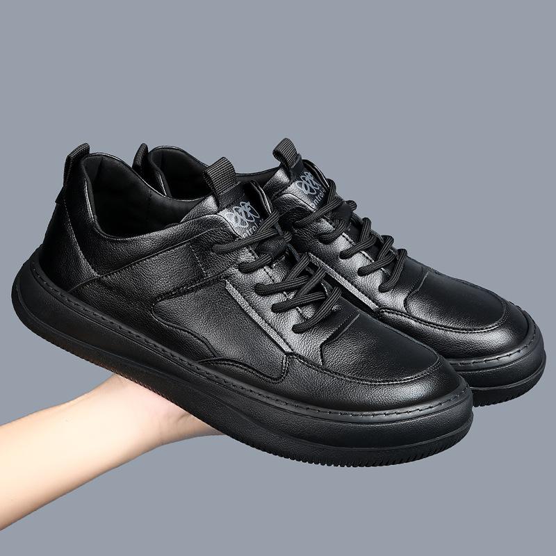 Spring new breathable casual leather shoes crooked clown shoes thick baseplate shoes men's shoes trendy shoes
