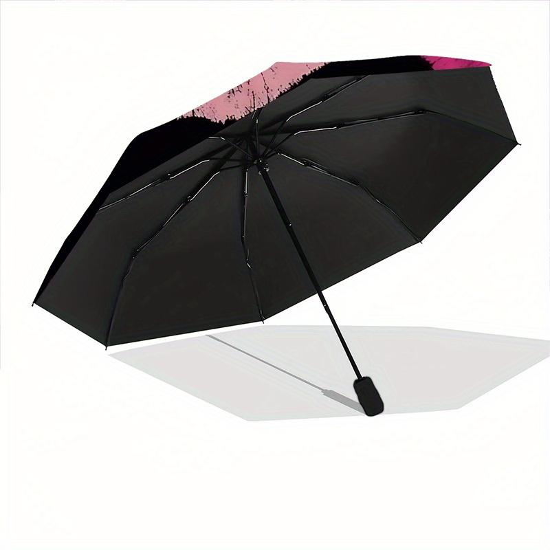 1pc Lips Print Pattern Automatic Opening/Closing Folding Umbrella with 33 Ribs, Plastic Handle, Windproof Portable Sunshade Umbrella Y250726073