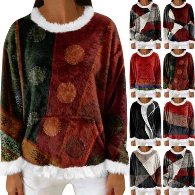 Sudadera Casual de Forro Polar para Mujer Manga Larga Cuello Redondo Casual Cómoda de Ajuste Holgado Ligera Sudadera de Franela para Mujer