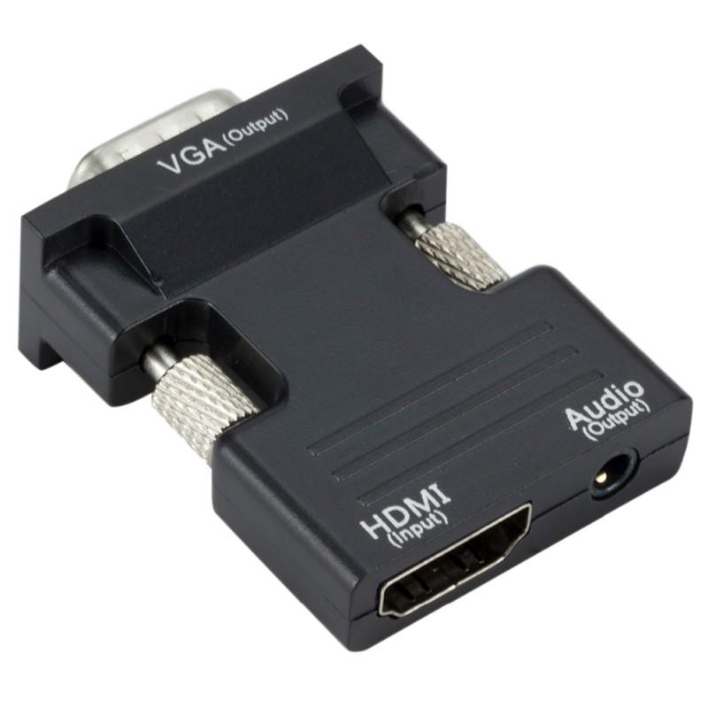 HDMI-kompatibel Hona till VGA Hane Omvandlare Med Ljudadapter Stödjer 1080P Signalutgång Omvandlare