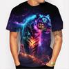 Summer 3D Lion Print Short Sleeved Men's Retro T-shirt Casual Tiger Print Quick Breathable T-shirt Top