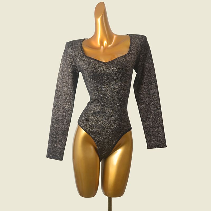 Export Single Sexy Sexy T-Shaped Bottoming Shirt Women's Fashion Ins Skinny Slimming Triangle Long Sleeve Jumpsuit