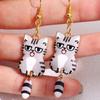 Enamel Zinc Zinc Alloy Cat Dangle Earrings Hanging Tail Cartoon Animal Earrings 3D Cat Earrings  Lovely Gift