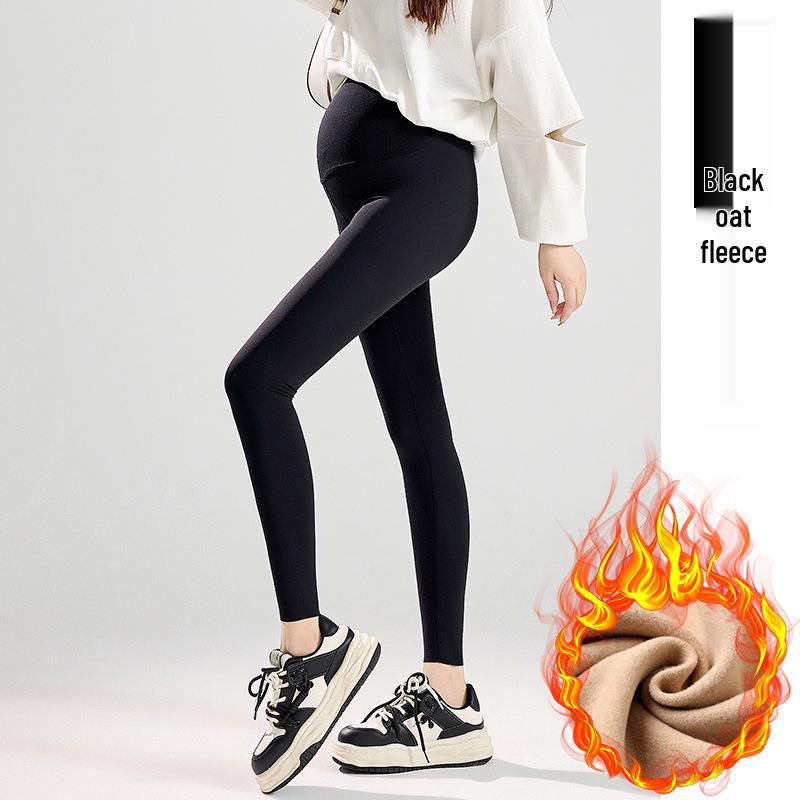 Nahtlose Umstands-Sharkskin-Leggings mit Bauchstütze und Samtfutter für Herbst und Winter