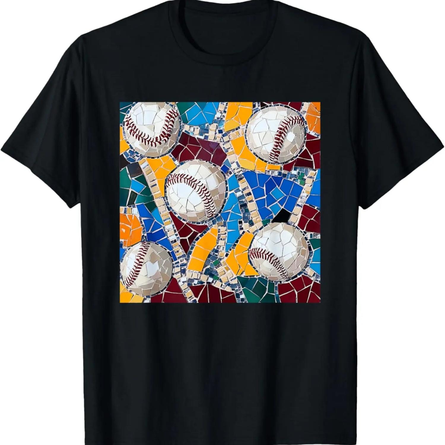 

Baseball Ball Mosaic Pattern Print T-Shirt XXXXXL