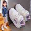 2025 autumn girls little white shoes leather surface new casual versatile board shoes sports waterproof soft sole cartoon non-slip