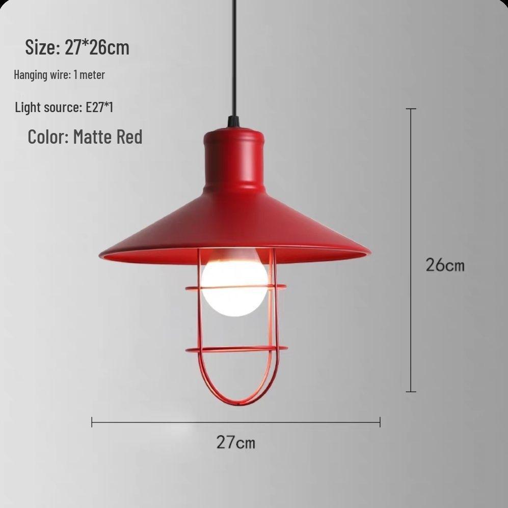 Red Retro Nordic Industrial Chandelier - Ideal for Milk Tea Shops, Bars, Restaurants, and Cafes.