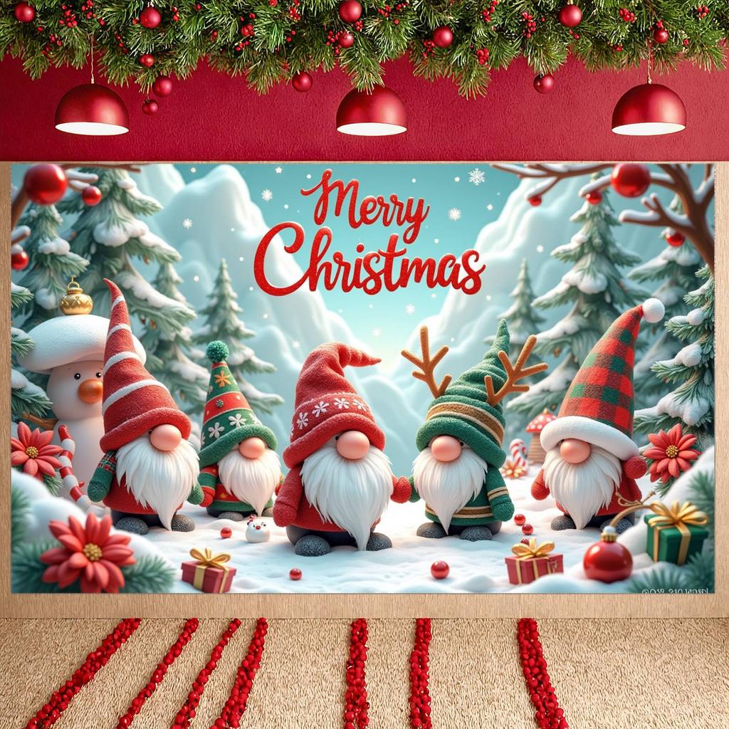 Winter Banner Gnome Design Christmas Party Banner Christmas Banner Snowflake Decor Christmas Backdrop For Indoor Event Home