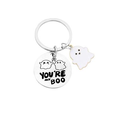 Halloween Ghost Stainless Steel Keychain Pendant Gift Round Tag Laser In Stock American Style Stainless Steel Keychain for Backpack Bag Pendant