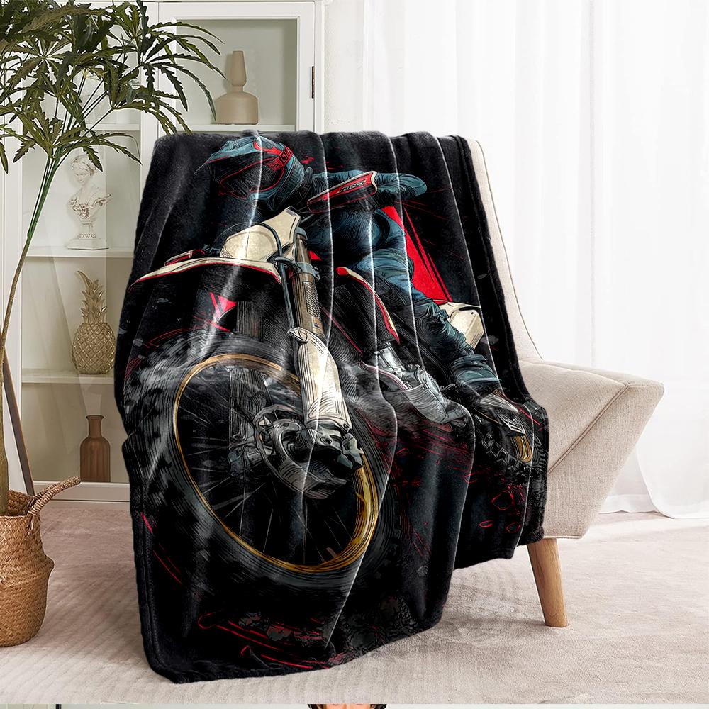 Off-road Motorcycles Theme Printed Blanket - Perfect for Couch, Bed, Travel & Outdoor Use | Machine Washable, Cozy & Durable.