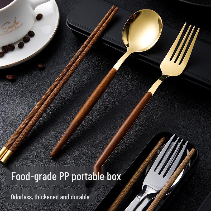 Tragbares 3-teiliges Essstäbchen- & Löffel-Set