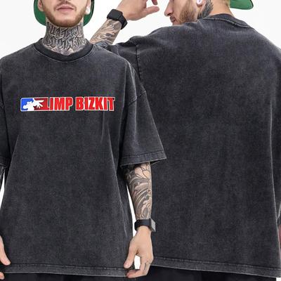 Vintage Washed Rock Band Limp Bizkit T-shirt Men Women Clothing Fashion Hip Hop Gothic Oversized Short Sleeve T Shirt Streetwear