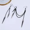 New Fashion Creative Trend Men's Retro Black Tassel Long Chain Punk Earrings Hip Hop Rivets Earrings Female Gothic Party Jewelry