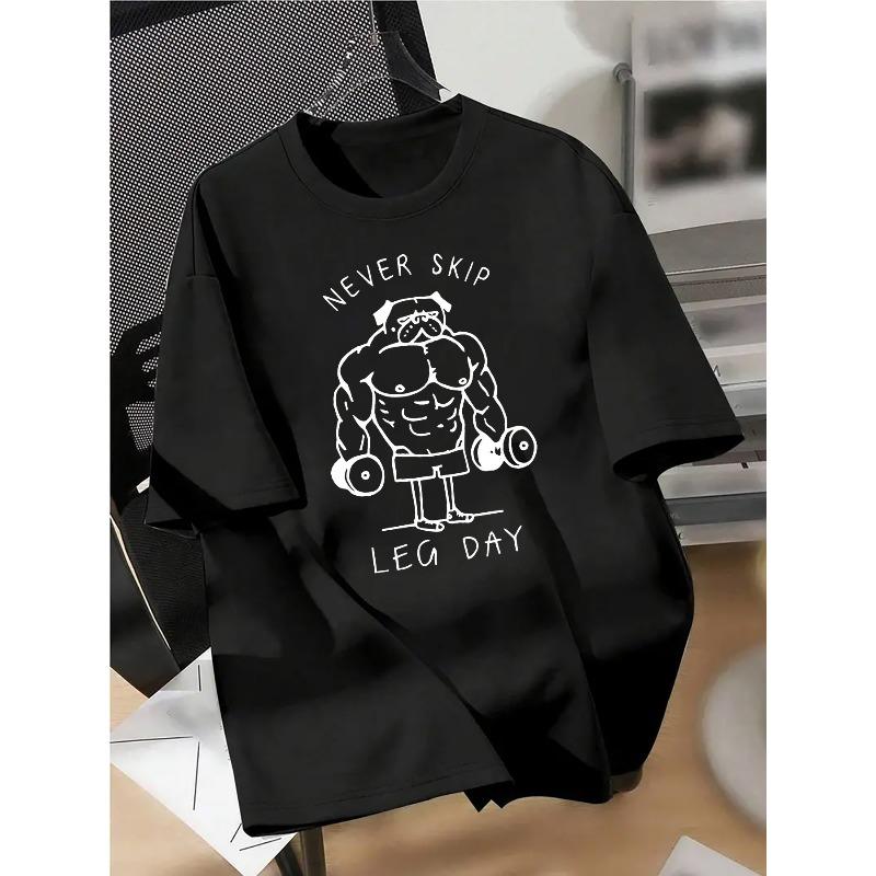 

Men Print T-Shirt - Summer Short Sleeve Casual Round Neck Tee with Muscular Dog Graphic, Gym & Casual Attire, Machine Washable Pet Lover Apparel 4XL чорний