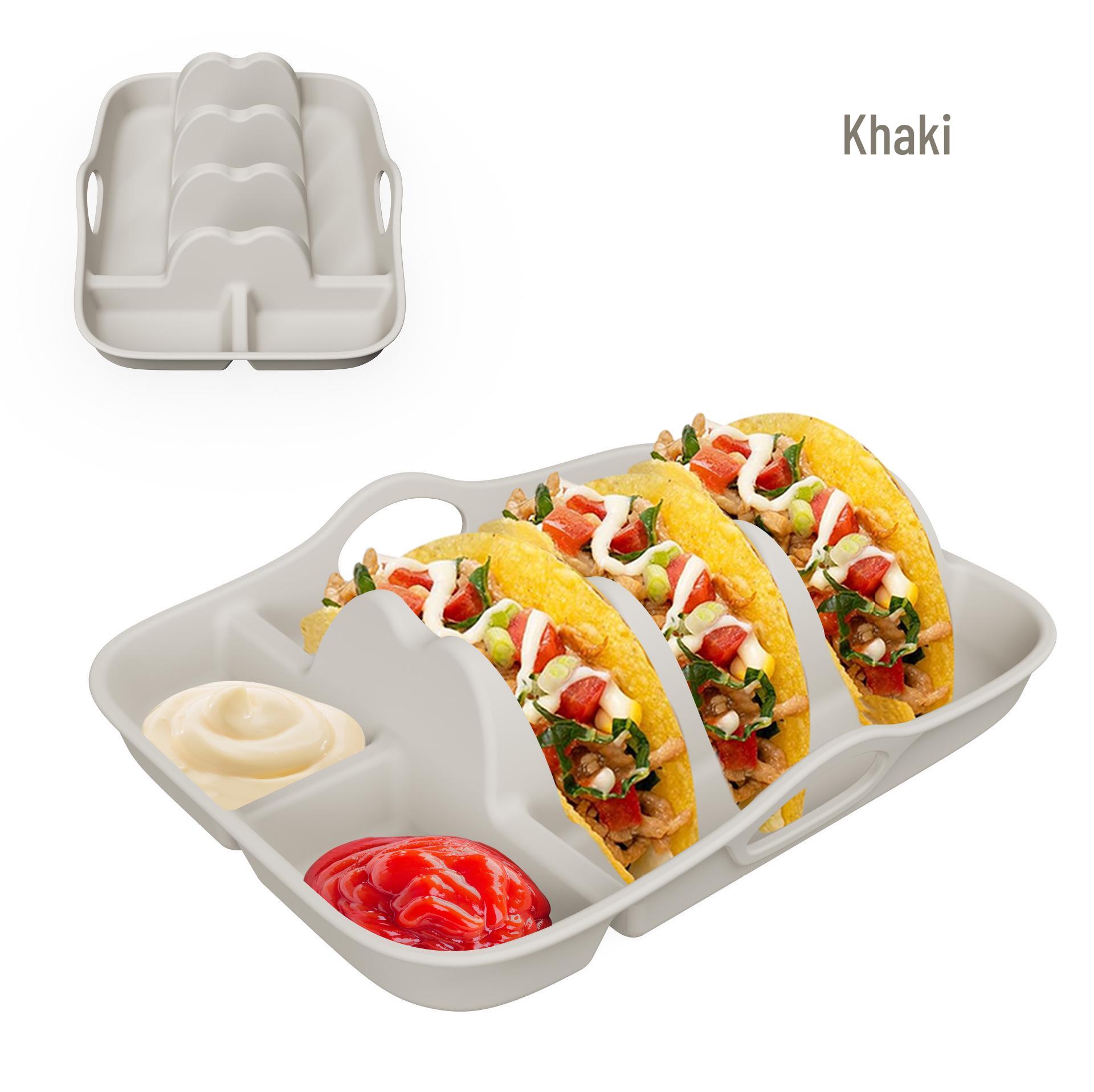 

Silicone Taco Plate Holder with Dividers for Burritos and Tortillas