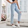 Women's European and American Fashion Ripped Straight-Leg Denim Pants