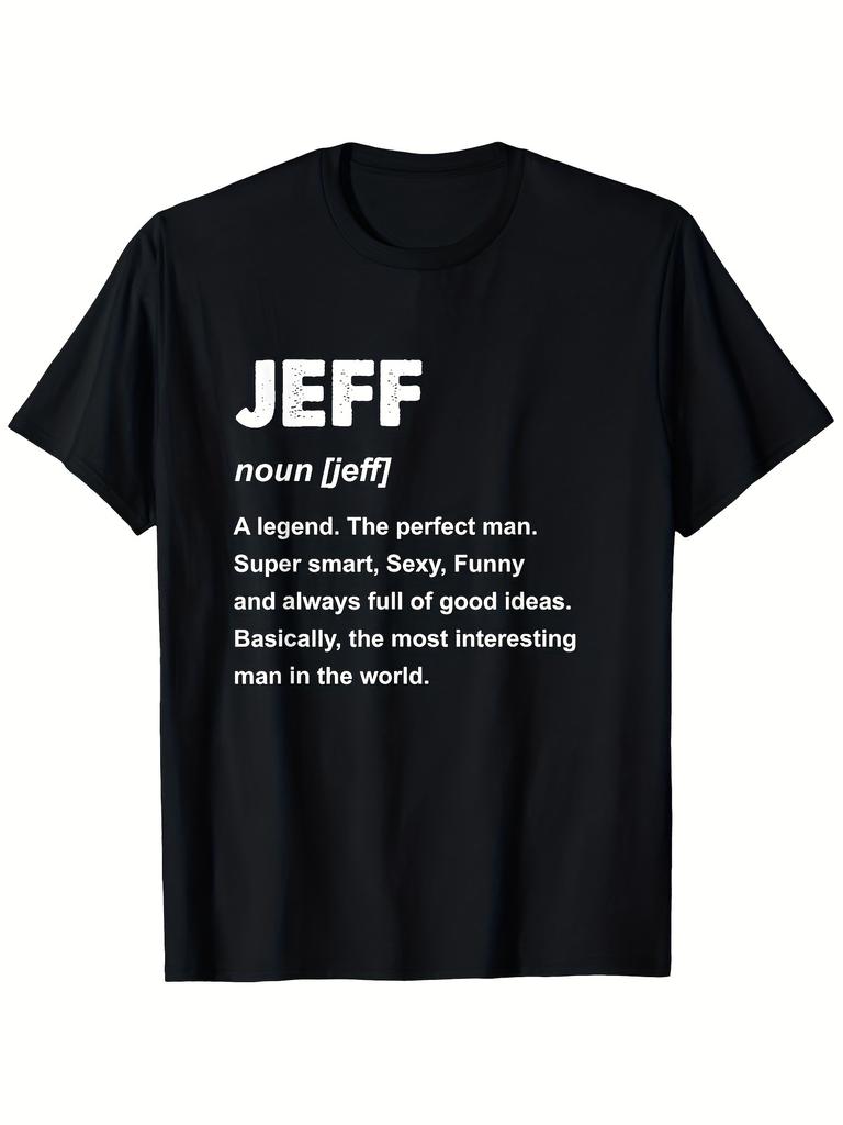 Men'S T-Shirt Jeff Name T-Shirt Ideal for Unisex Casual 13Hhk Casual Wear Pattern Print Crew Neck T-Shirt Gift