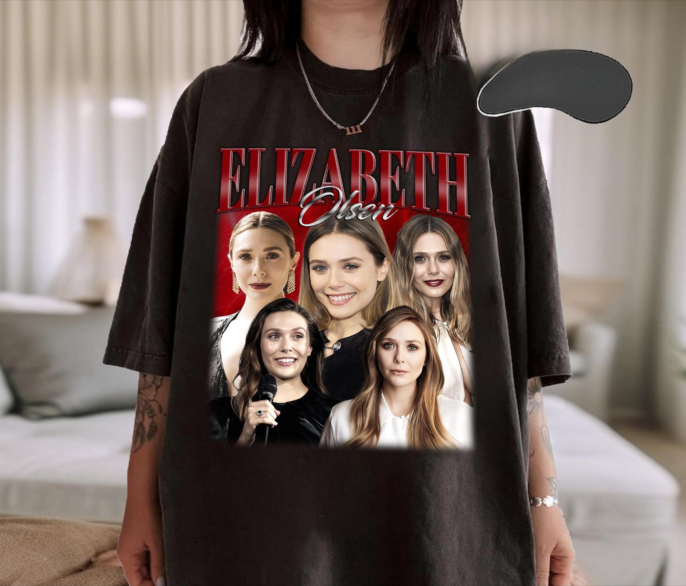 

Retro Elizabeth Olsen Comfort Collar Tshirt 90s Imitation Style Printed Pattern Tshirt Gift for Fans S