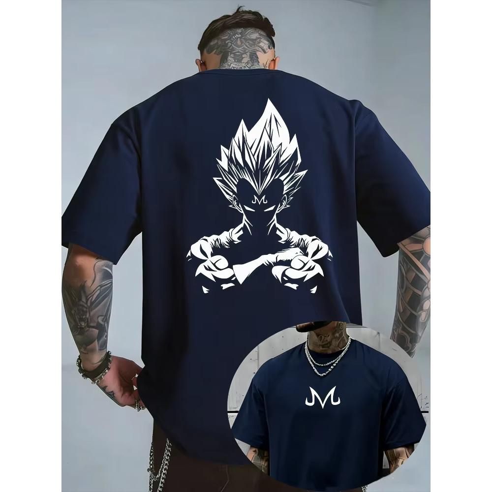 Hot Sale Bandai Dragon Ball Z Majin Vegeta Minimalist Print T-shirt Unisex Harajuku Oversized T-shirt Casual Loose Short Sleeve Crew Neck Summer Tops