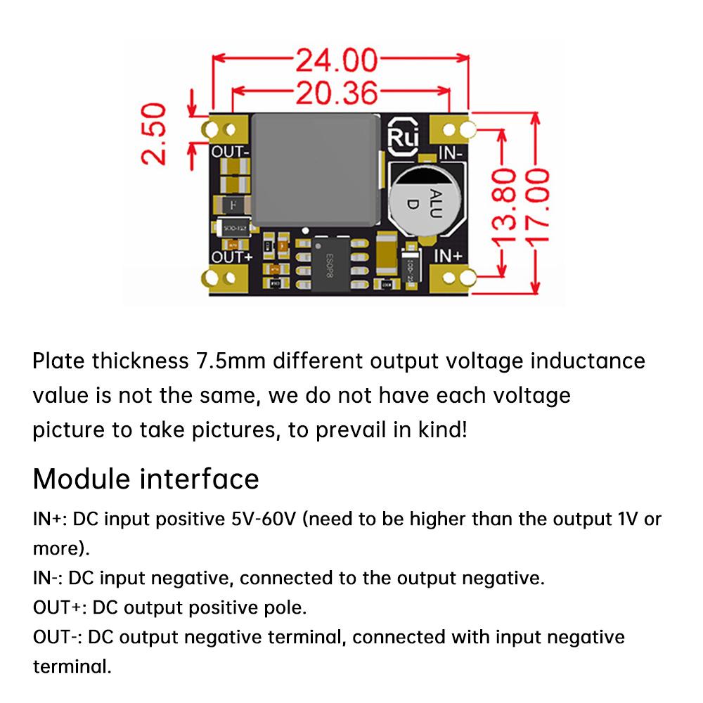 DC-DC Buck Module 60V/48V/36V/24V to 12V/5V/3.3V Output Car Power Converter 2A Mini Buck Regulator PCBA Voltage Step Down Module