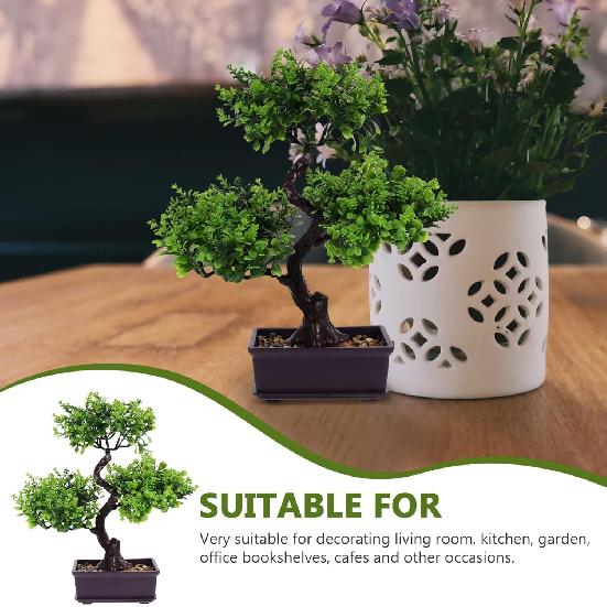 Artificial Bonsai Simulation Green Plants for Home Decoration Faux Potted Plants for Office and Garden No Maintenance Required