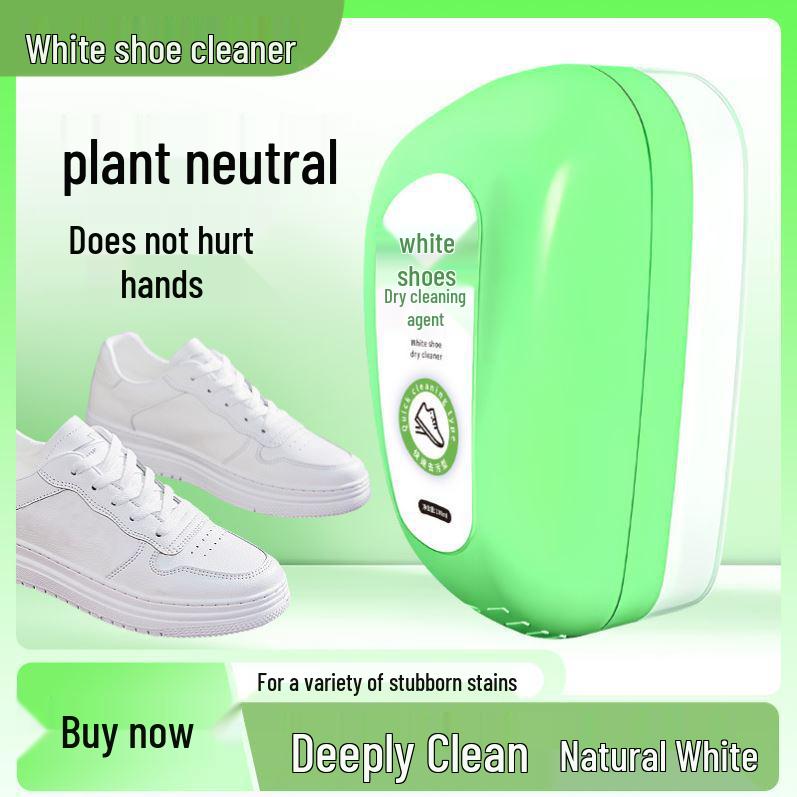 

White Shoe Cleaner & Stain Removal Brush – Dry Cleaning, De-Yellowing, Whitening, No-Wash Wipes