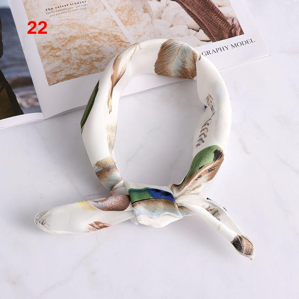 Small Vintage Hair Band Bags Tie Wrist Wrap Silk Feel Satin Bandana Women Square Scarf Handkerchief