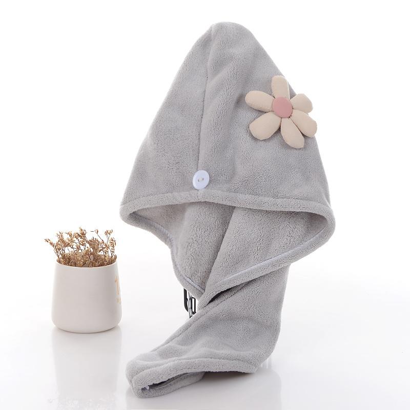 New flower coral fleece dry hair cap, cute absorbent women's bag head towel, bath cap thickened dry hair towel