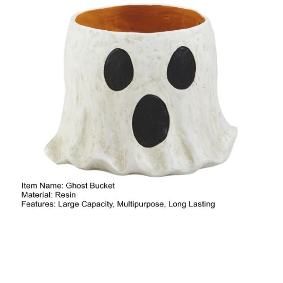 Ghost Bucket Halloween Decoration Large Capacity Indoor Outdoor Ghost Planter Vase Decor with Cute Design Candy Bucket