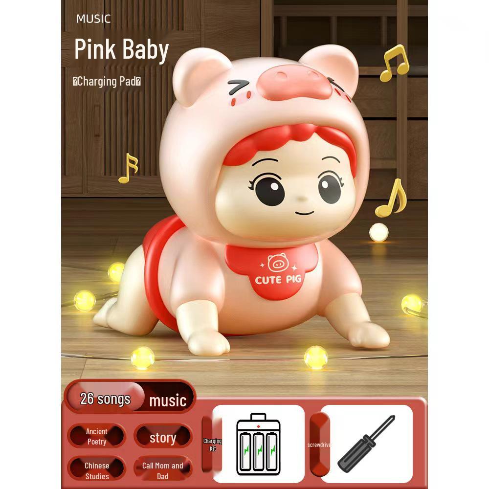 Electric Crawling Baby Doll with Sound: Head Lifting Training Toy for Early Education, 0-1 Year Olds, 6 Months+