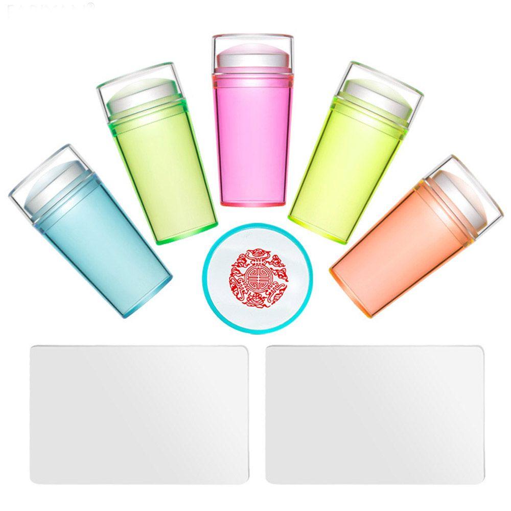 

Silicone Head Manicure Jelly Nail Art Stamper Scraper Set Nail Stamper Templates Stamping Tools