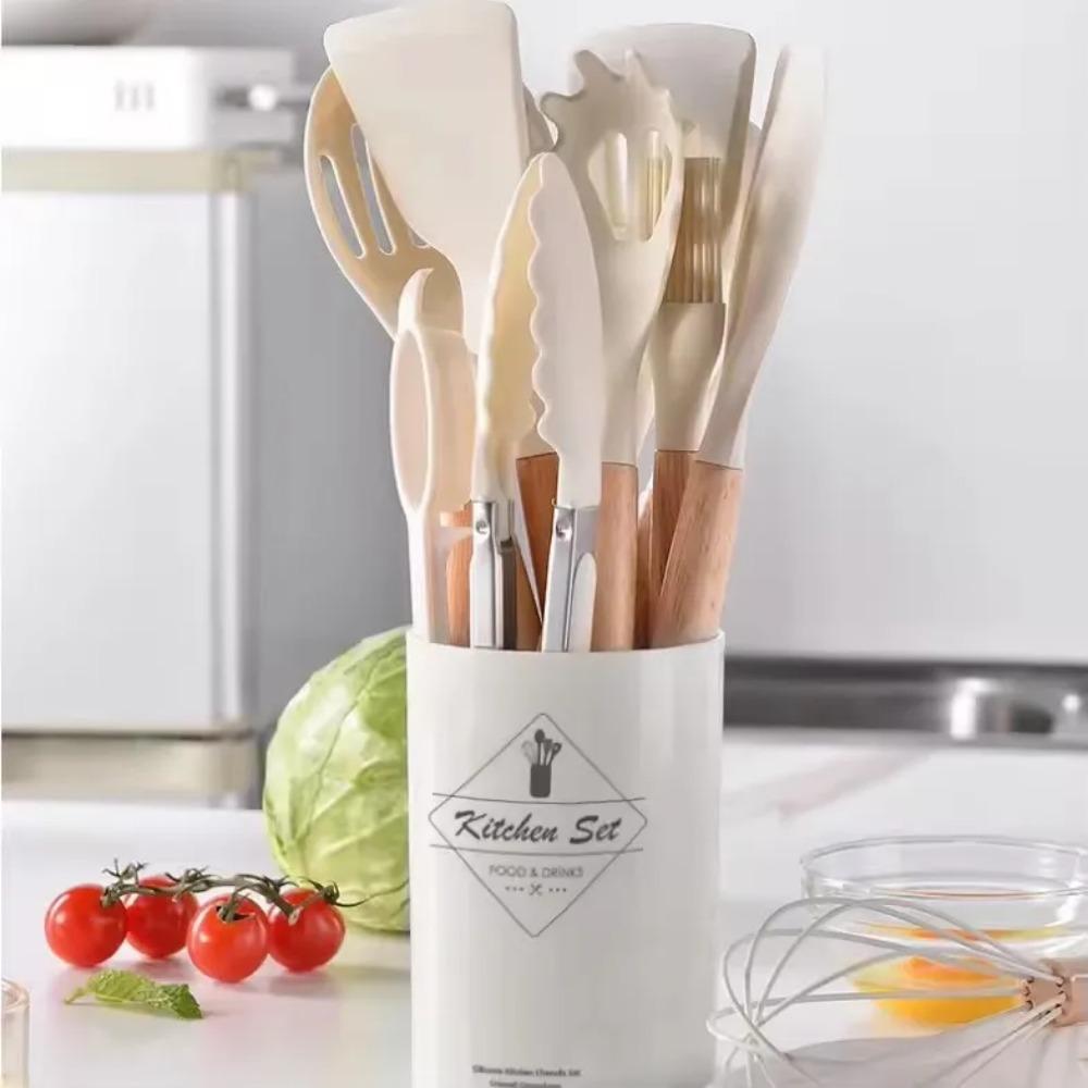 12PCS Food Grade Silicone Kitchen Cookware Utensils Turner Spatula Measuring Spoon Practical Cooking Tool Kitchenware Set