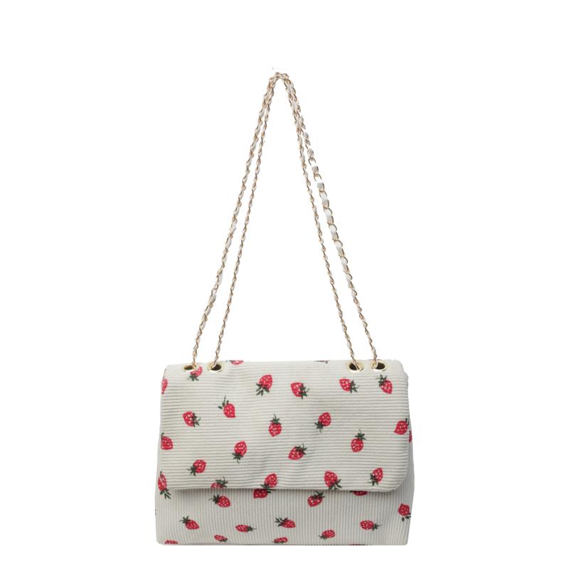 

Women Flap Shoulder Bag Hasp Closure Strawberry Chic Hobo Bag Large Capacity Trendy Messenger Bag Chain Strap for Party Vacation білий